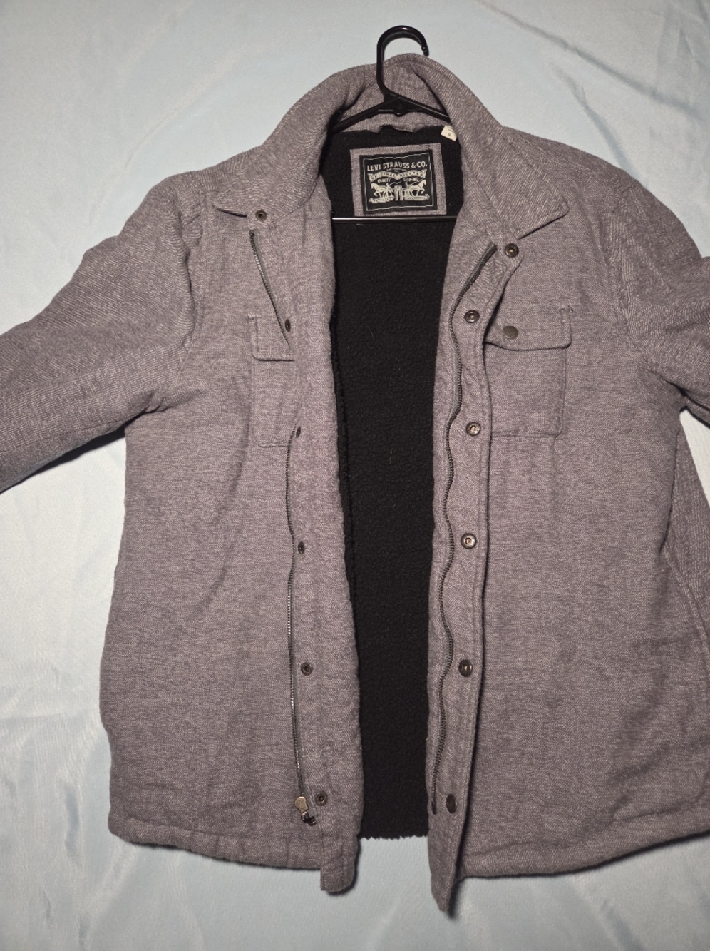 Levis Jacket Mens Large Gray Snap Button Workwear Trucker Shirt Jacket
